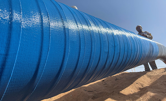 Viscotaq cold applied system applied to pipeline in Oman