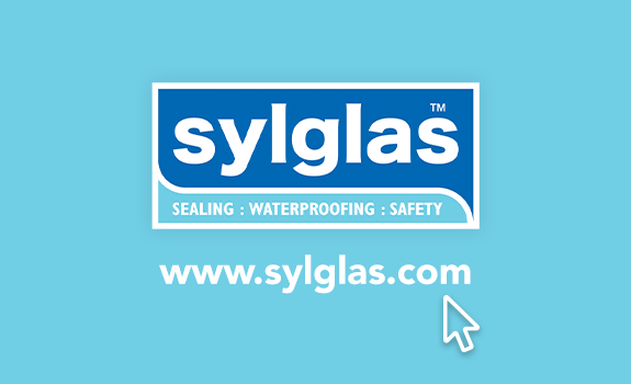 A blue and turqouise sylglas brand logo with the sylgas.com website address underneath.